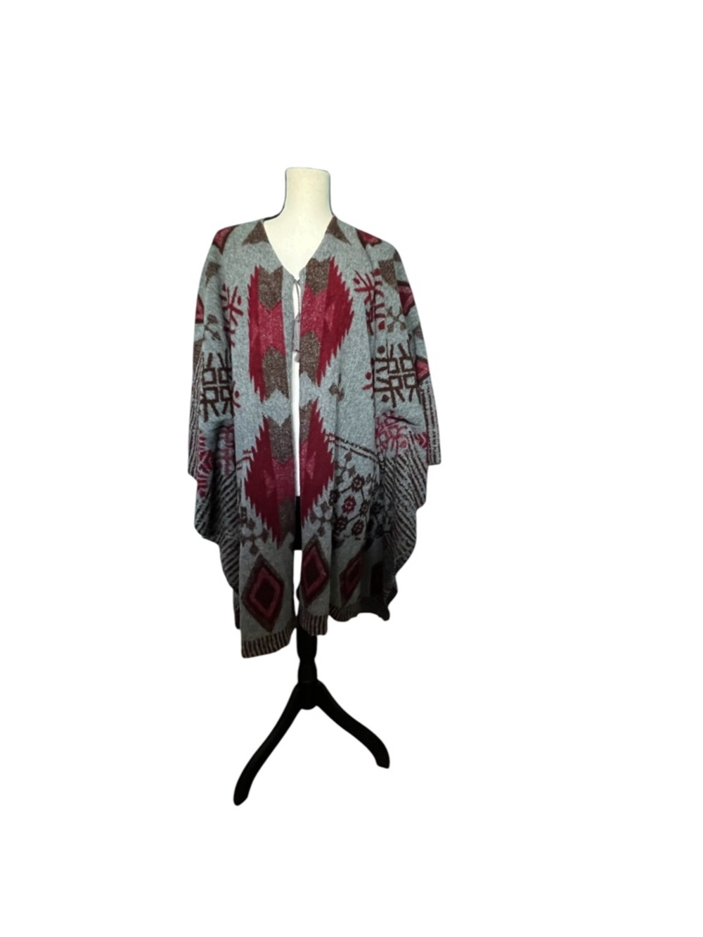 American Eagle Southwestern Geometric Knit Poncho Wrap One Size